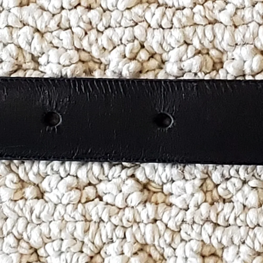 Etienne Aigner Vtg Horse Bit Buckle Black Leather Minimalist Belt, XL, EUC